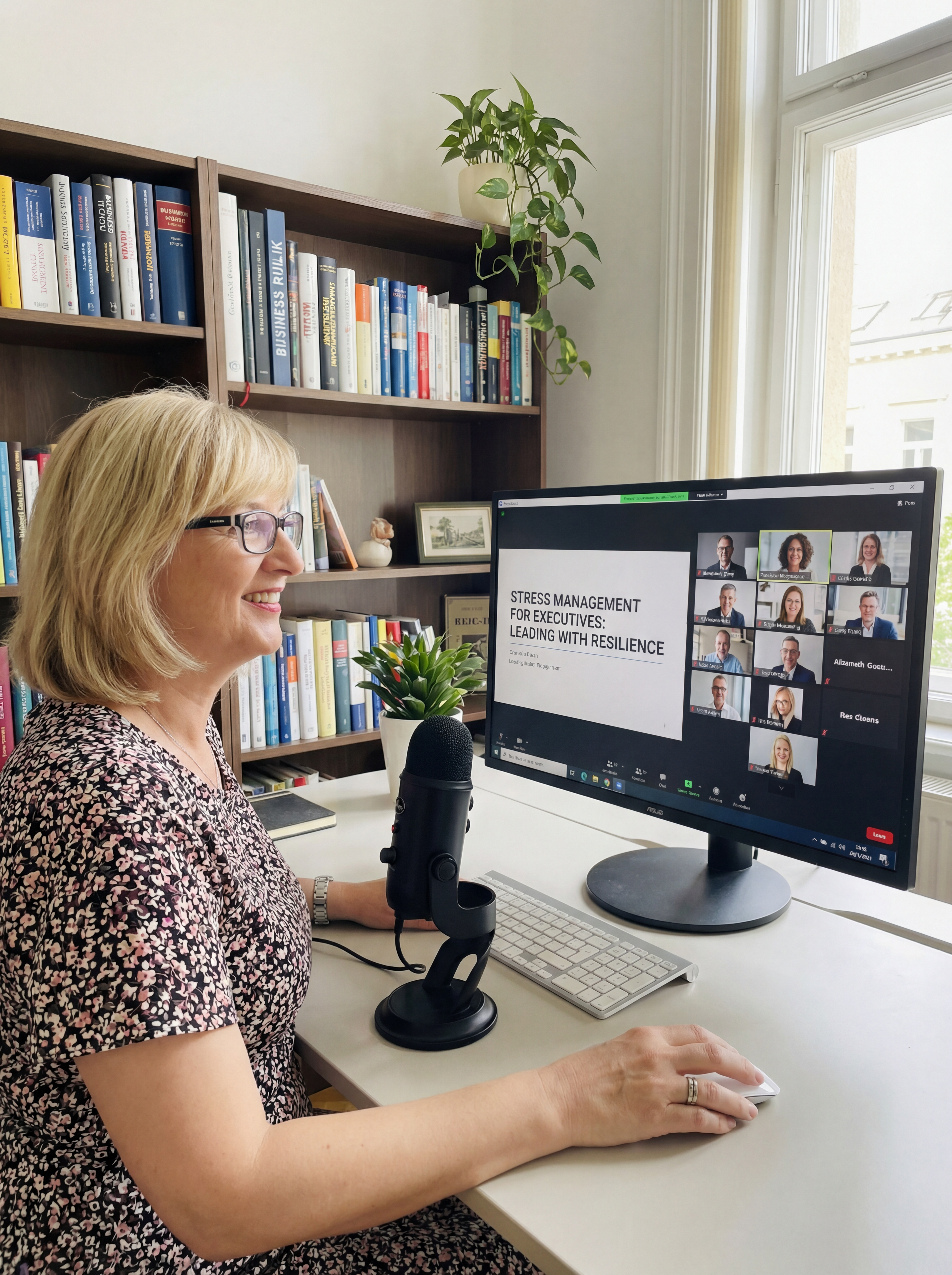 Professional therapist in a calm, positive consultation environment